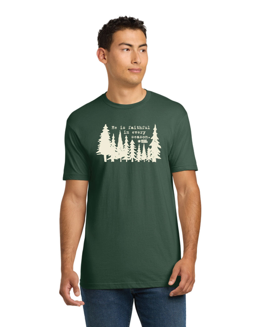 "Faithful in Every Season" Unisex Jersey Tee — Royal Pine