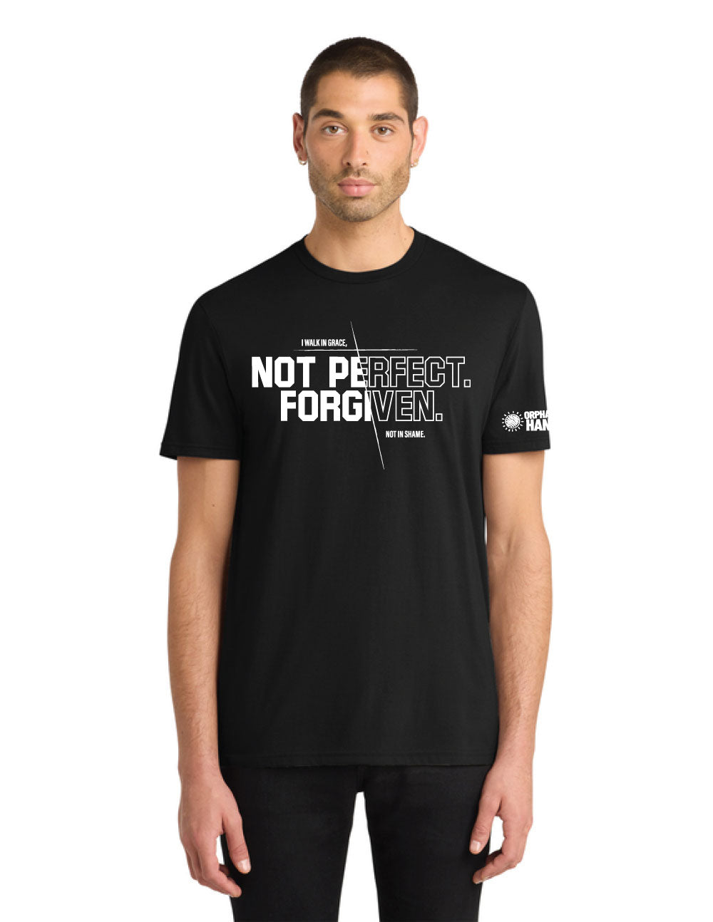 "Not Perfect. Forgiven." Unisex Jersey Tee — Black